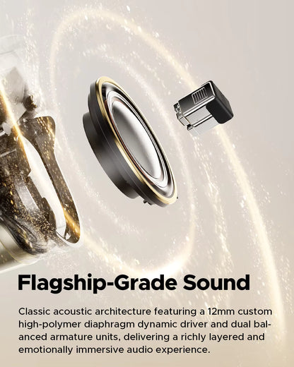 SoundPEATS H3 Wireless Bluetooth Earbuds Hybrid 3 Driver HiFi 55dB Adaptive ANC Headphones with LDAC aptX Lossless Hi-Res Audio